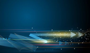 Vektör soyut hız ve hareket üzerinde koyu mavi arka plan bulanıklık