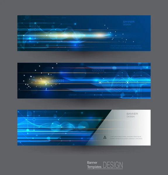 Abstracte banners met afbeelding van snelheid bewegingsonscherpte patroon en motion-via donker blauwe kleur instellen — Stockvector