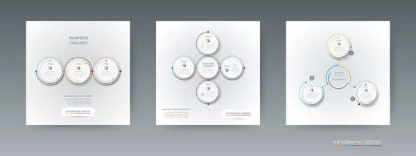 Vector set van Infographic 3d cirkel labelontwerp met pijlen teken en opties of stappen — Stockvector