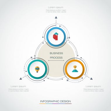Vektör Infographic 3d daire etiket tasarımı ile ok işareti ve 3 seçenekleri veya adımları