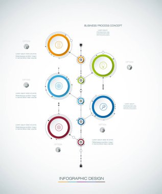 Vektör infographics zaman çizelgesi tasarım şablonu ile 3d kağıt etiket