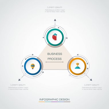 Vektör Infographic 3d daire etiket tasarımı ile ok işareti ve 3 seçenekleri veya adımları.