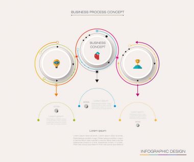 Vektör Infographic 3d daire etiket tasarımı ile ok işareti ve 3 seçenekleri veya adımları