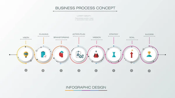 Vektor-Infografik Timeline-Design-Vorlage mit Etikettendesign und Symbolen — Stockvektor