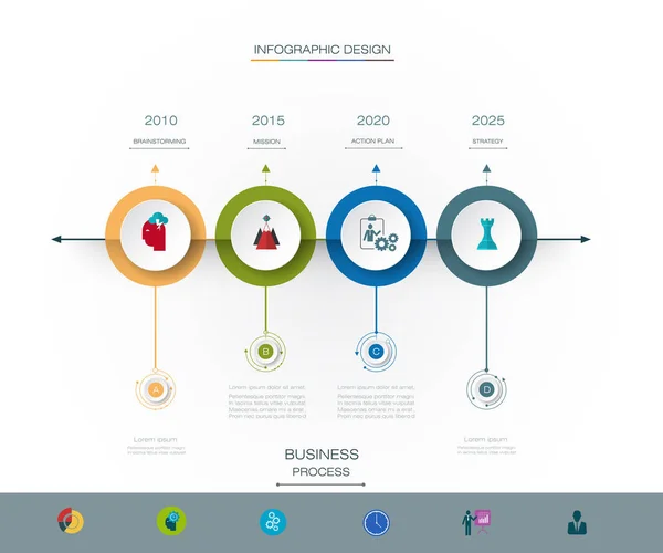 Vektör infographics zaman çizelgesi tasarım şablonu — Stok Vektör