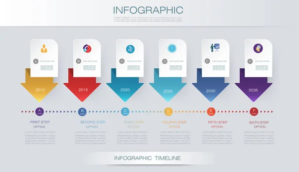 Modello di progettazione timeline infografica vettoriale — Vettoriale Stock