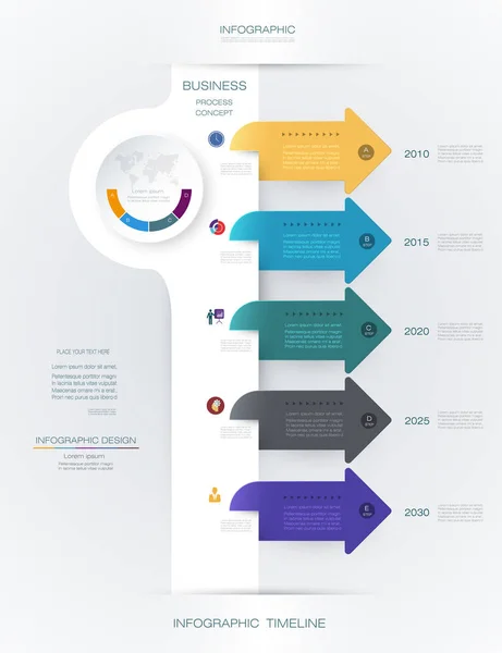 Modelo de design de linha do tempo de infográficos vetoriais — Vetor de Stock