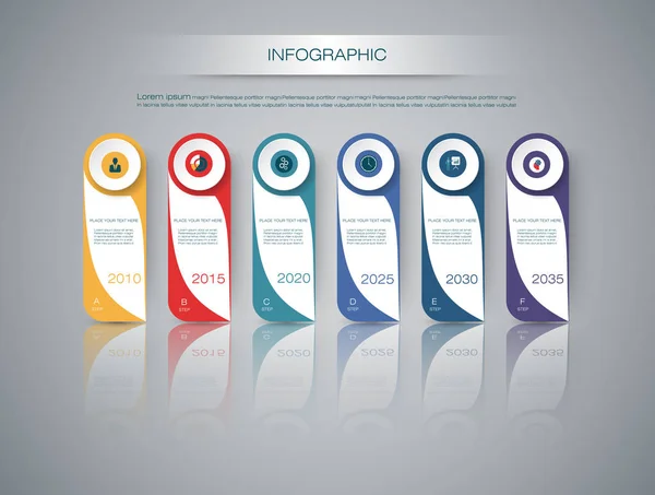 Vector infographics tijdlijn ontwerpsjabloon met 3d papieren label — Stockvector