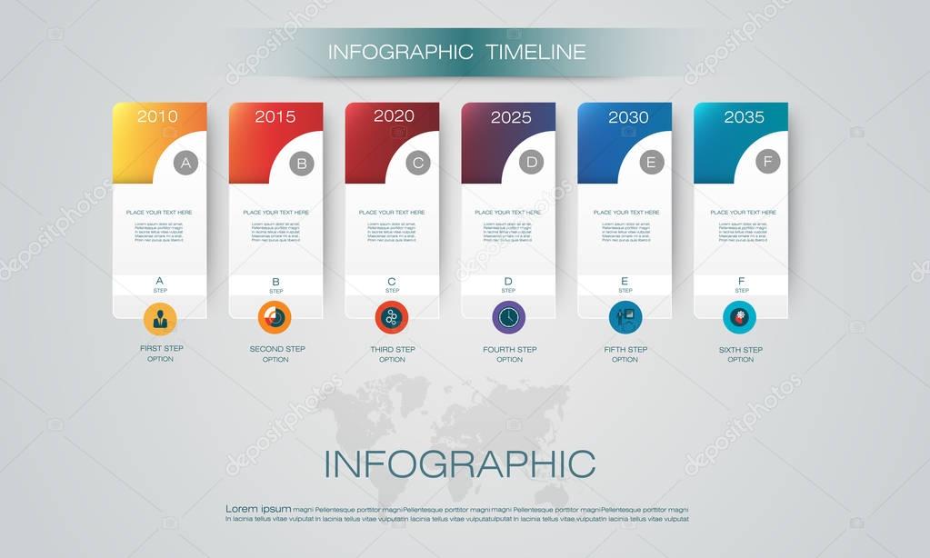 Vector infographics timeline design template with 3D paper label