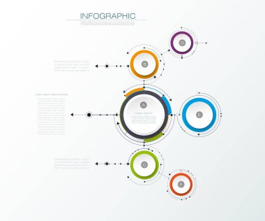 Vektör soyut molekülleri ile 3d kağıt etiket, entegre daireler