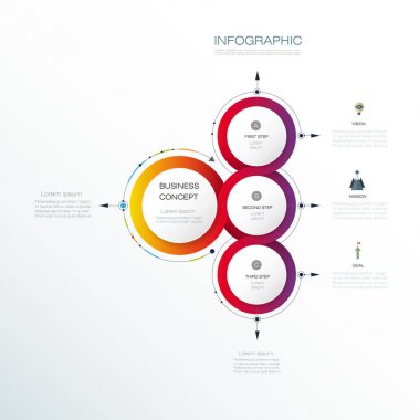 Vektör soyut molekülleri ile 3d kağıt etiket, entegre daire