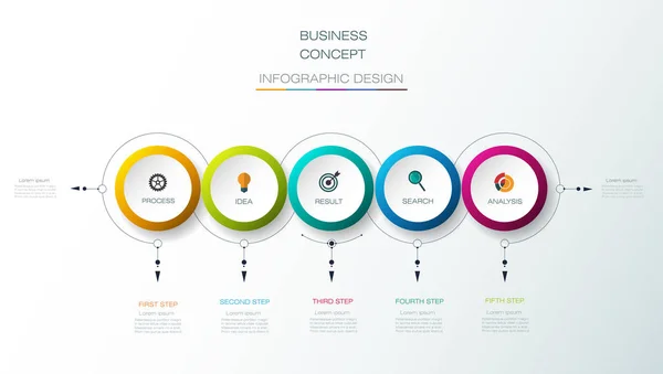 Diseño de etiquetas Vector Infographic con iconos y 5 opciones o pasos . — Vector de stock