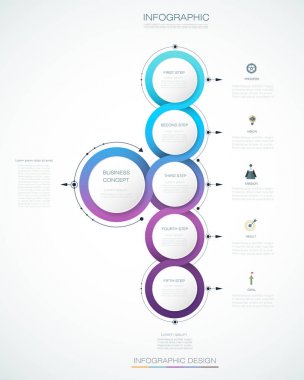 Vektör soyut molekülleri ile 3d kağıt etiket, entegre daireler.