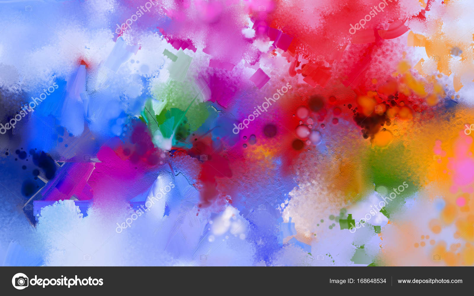 Abstract colorful oil painting on canvas texture. Hand drawn brush stroke,  oil color paintings background Stock Photo by ©Nongkran_ch 168648534