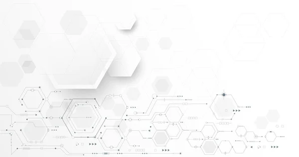 Vector illustration circuit board and hexagons background. — Stock Vector