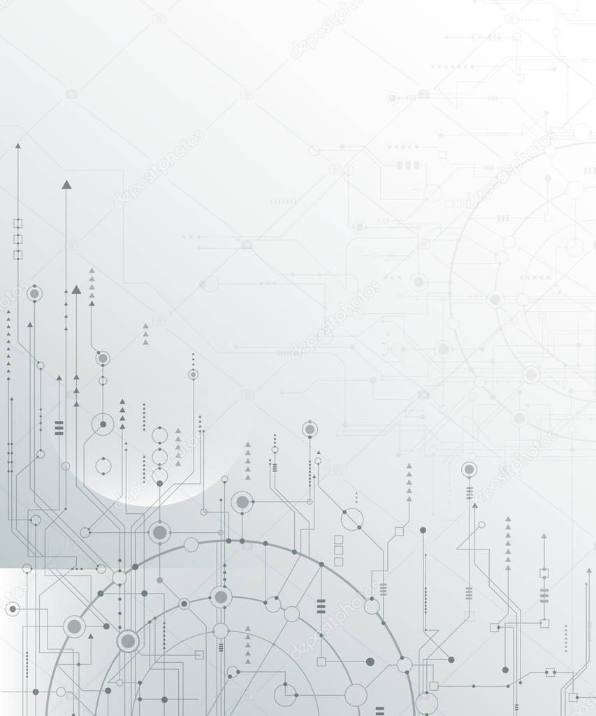 Vector illustration circuit board and hexagons background. Hi-tech digital technology and engineering