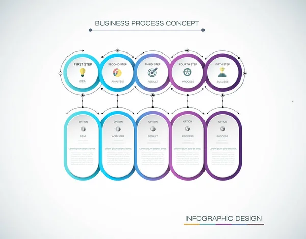 Diseño de etiquetas Vector Infographic con iconos y 5 opciones o pasos. Infografías para el concepto de negocio . — Archivo Imágenes Vectoriales