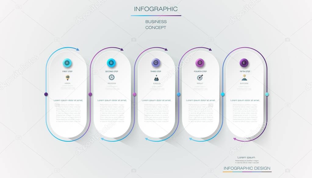 Vector Infographic label design with icons and 5 options or steps. Infographics for business concept