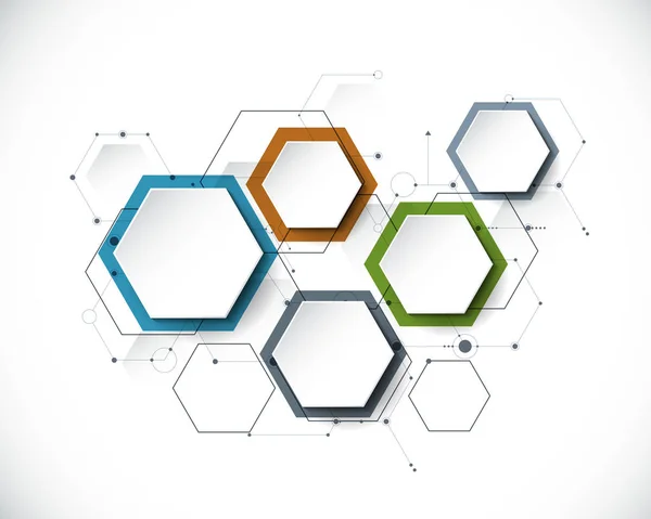 Vektor molekula s 3d papírový štítek, integrovaný Hexagon pozadí. Prázdné místo pro obsah — Stockový vektor