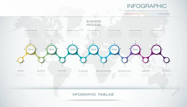 Vector infographics tidslinje formgivningsmall med 3d etikett och Graf 8 steg pappersinställningar. — Stock vektor