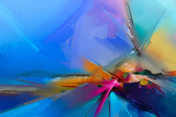 Abstract kleurrijk schilderij op doek textuur. Semi-abstracte beeld van landschap schilderijen achtergrond — Stockfoto