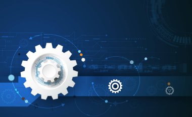 Vektör çizim Dişli çark ve devre, yüksek teknoloji dijital teknoloji ve mühendislik, dijital telekom teknoloji kavramı.