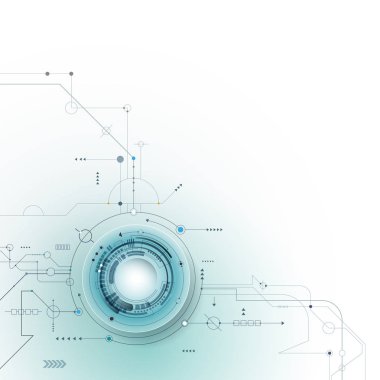 Vektör illüstrasyon soyut fütüristik göz küresi devre kartı üzerinde,