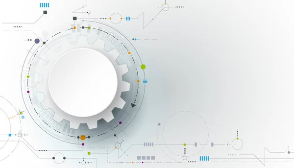 Equipamento de ilustração vetorial, roda e placa de circuito, tecnologia digital Hi-tech e engenharia, conceito de tecnologia de telecomunicações digitais modernas —  Vetores de Stock