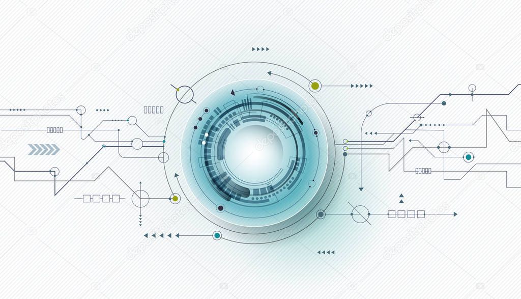 Vector illustration Abstract futuristic eyeball on circuit board,