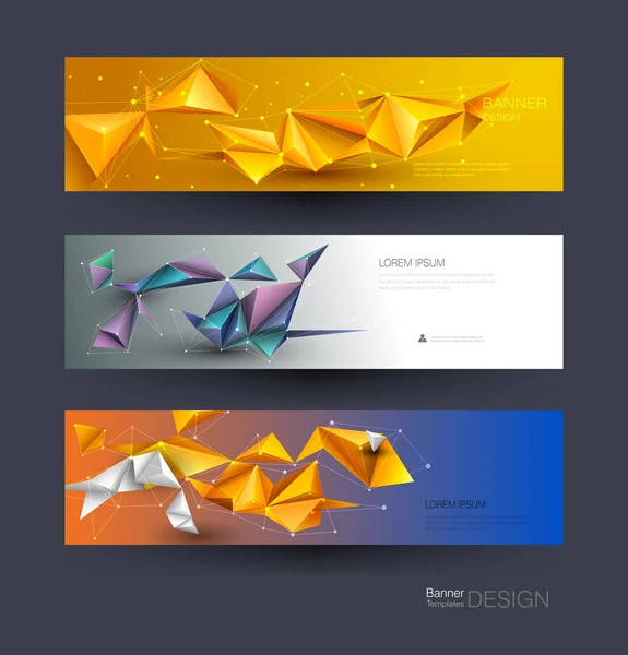 Abstract Molecules banners set with Lines, Geometric, Polygon. Проектирование векторной сети . — стоковый вектор