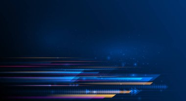 Işık ışını tasviri, mavi ışık çizgisi, hız arkaplanı. Vektör tasarımı soyut, bilim, fütüristik, enerji, duvar kağıdı için modern dijital teknoloji kavramı, afiş arkaplanı