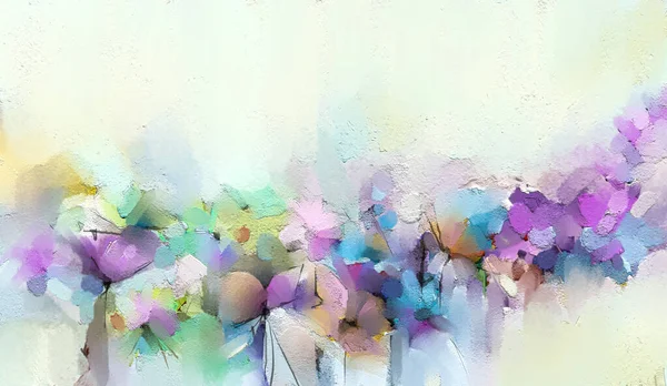 Abstract Kleurrijke Olie Acryl Schilderen Van Lente Bloem Handgeschilderde Penseelstreek — Stockfoto