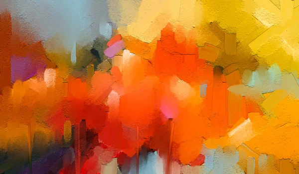 Peinture Huile Colorée Abstraite Sur Toile Peinture Semi Abstraite Arbre — Photo