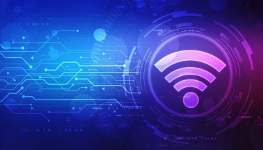 2d illüstrasyon WiFi sembolü işareti, WiFi İnternet Ağ Bağlantısı Arkaplanı, Kablosuz Yüksek hızlı internet iletişimi kavramı