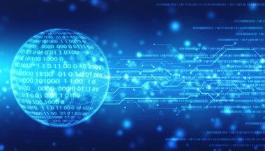 İnternet ikili veri kodu hesaplama veya iletim süreci, İnternet veri iletimi, İkili Kod Arkaplanı, Dijital Soyut Teknoloji arkaplanı