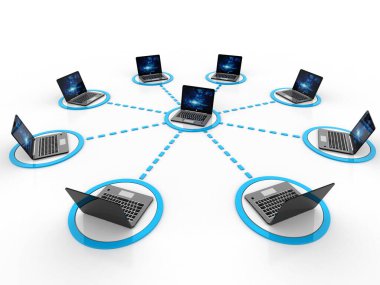 Beyaz arkaplanda 3d görüntüleme Bilgisayar ağı, Globe 'lu bilgisayar ağı, İnternet İletişim arkaplanı