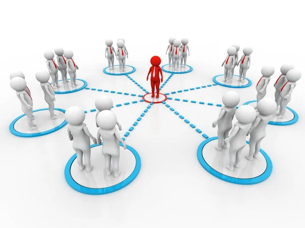 Business Network Concept Leader Leadership Concept Komunikacja Biznesowa Renderowanie — Zdjęcie stockowe