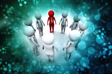 İş Ağı Konsepti, Lider, Liderlik Konsepti, İş İletişim. 3d oluşturma