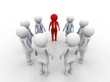 İş Ağı Konsepti, Lider, Liderlik Konsepti, İş İletişim. 3d oluşturma