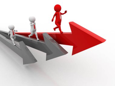 Rekabetin lideri. İş Patronu, Lider, Kazanan Kavram. 3d illüstrasyon