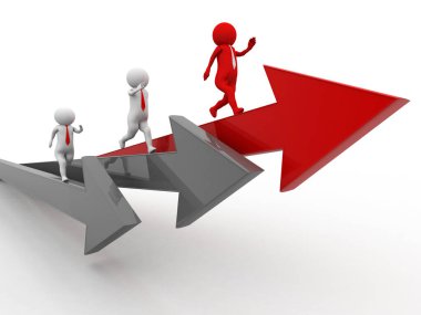 Rekabetin lideri. İş Patronu, Lider, Kazanan Kavram. 3d illüstrasyon