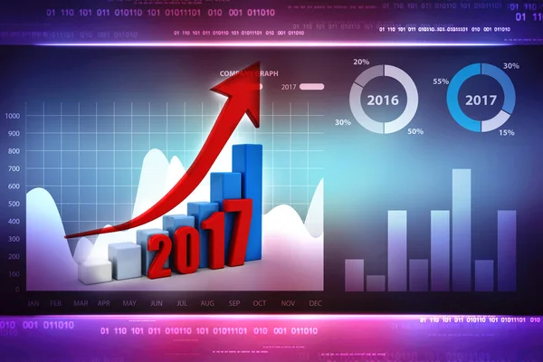 Ilustração 2017 Ano Sinal Seta Conceito Finanças Negócios — Fotografia de Stock