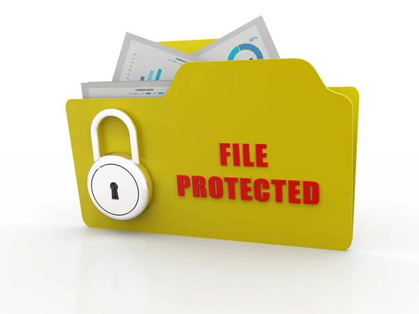 Κίτρινο Φάκελο Και Κλειδαριά Έννοια Ασφάλειας Δεδομένων Προστατευμένο Αρχείο Φάκελος — Φωτογραφία Αρχείου
