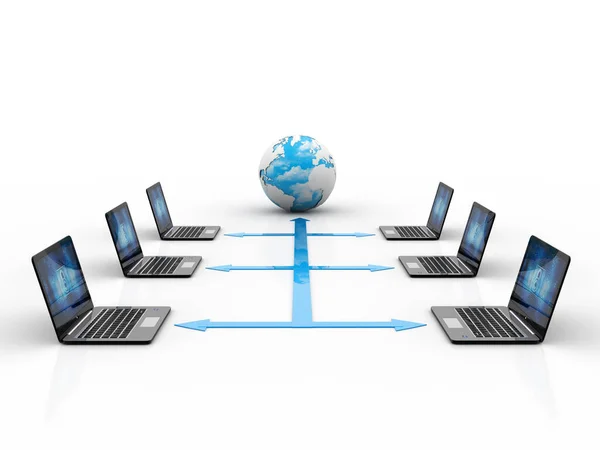 Rendering Computernetzwerk Computernetzwerk Mit Server Internet Kommunikationshintergrund — Stockfoto