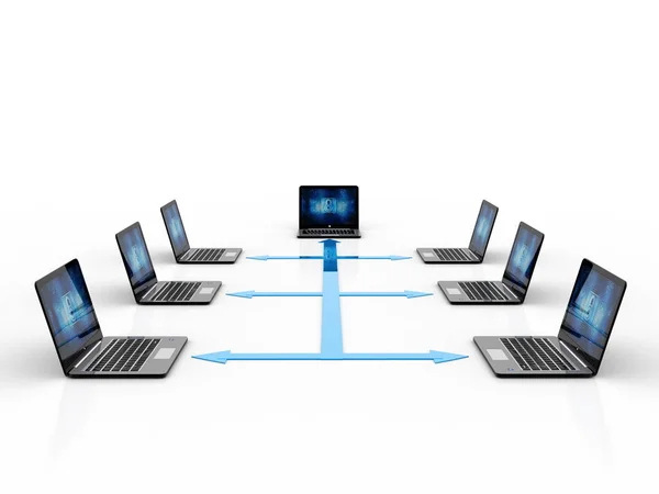 Rendering Computernetzwerk Computernetzwerk Mit Server Internet Kommunikationshintergrund — Stockfoto