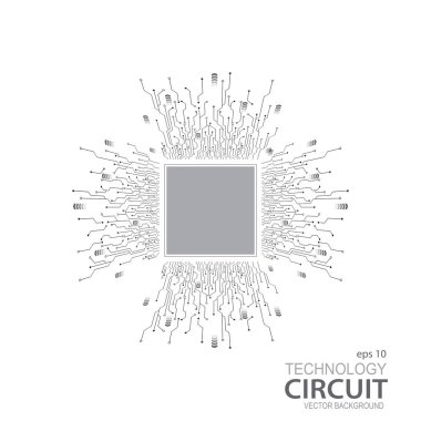 Soyut fütüristik devre kartı illüstrasyonu, yüksek teknoloji teknolojisi geometrik ve bağlantı sistemi arkaplanı dijital veri soyut, teknoloji arkaplanı için vektör devre deseni