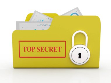 Çok gizli dizin ve Beyaz arkaplan üzerine kilitle, Güvenli Dizin, Gizlilik Konsepti