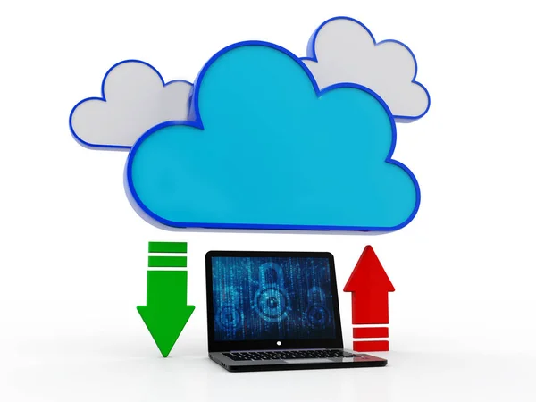 Rendering Cloud Computing Konzept Cloud Internet Technologie Konzept Vor Weißem — Stockfoto