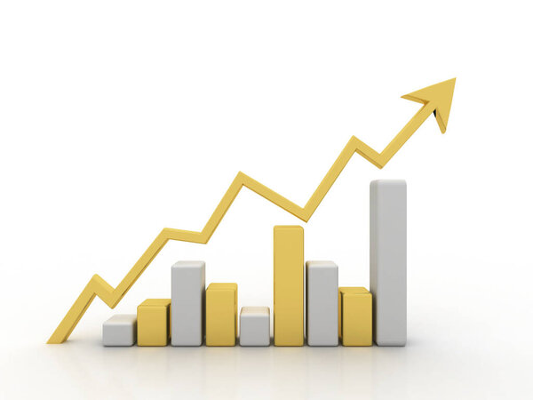 3D рендеринг бизнес-графика и документов в белом фоне, график фондового рынка. Бизнес-график, Финансовая концепция