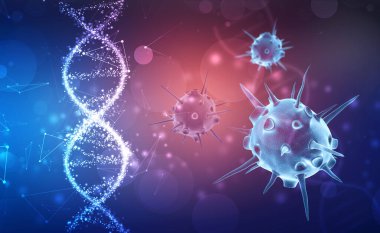 Mikroskobik arka planda Corona virüs tasarımı. Solunum sistemi, Coronavirus bilinçlendirme pankartı ve hastalık yayılma, semptomlar veya tedbirlere karşı uyarı.